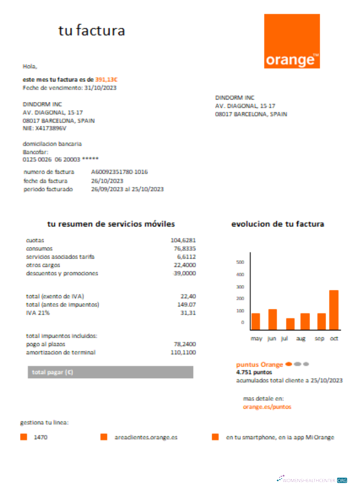 Download Orange Spain utility business bill, SCR Photoshop template